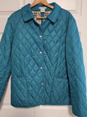 Teal Quilted Diamond Puffer Jacket for Women Size M